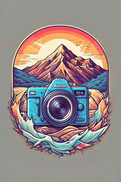 sul logo della fotocamera Illustrazione dettagliata mountain splash 8