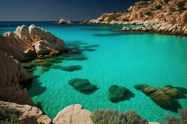 Sull'isola della Sardegna nel Mar Mediterraneo l'acqua è di un incredibile colore turchese