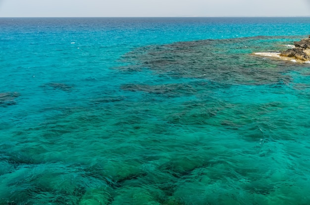 Sulla costa mediterranea, puoi vedere l'acqua azzurra.