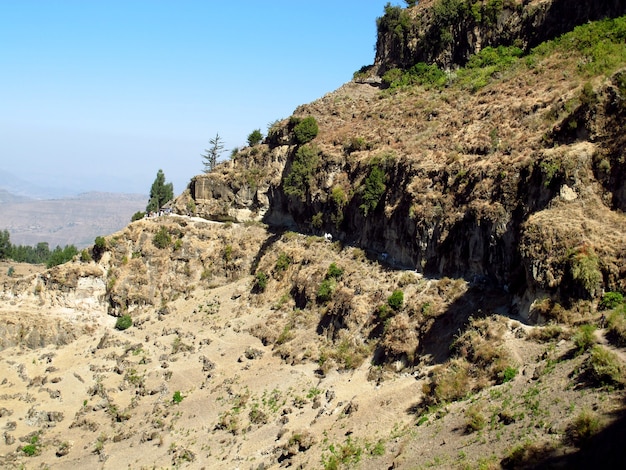 Sulla montagna vicino alla città di Lalibela, in Etiopia