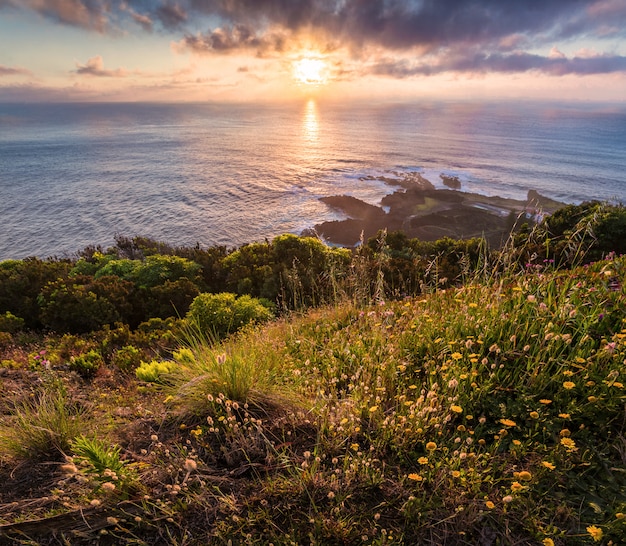 Sulla riva dell'oceano. Isola di Sao Miguel. Portogallo.