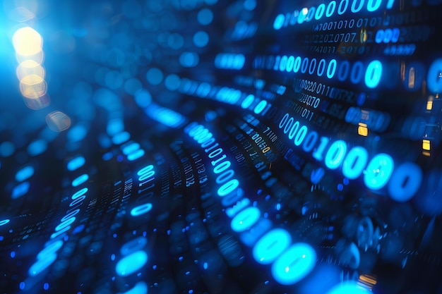 sullo sfondo blu e giallo con i numeri 1 e 0
