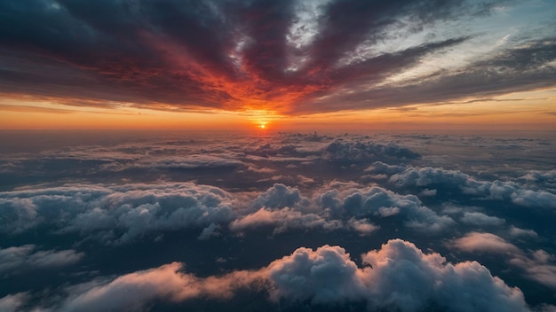 Sullo sfondo di un'alba di fuoco o di un tramonto tranquillo cattura una vista panoramica del rotolamento