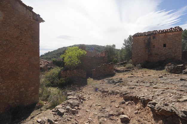 Sullo sfondo le rovine della vecchia casa.