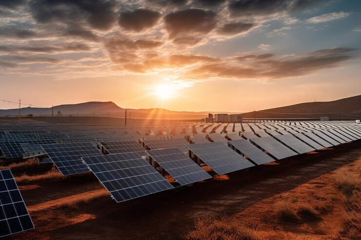 Sumber listrik alternatif panel surya sumber daya berkelanjutan Generative AI