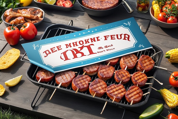 Summer BBQ Banner Mockup Mostra i tuoi disegni con spazio bianco vuoto