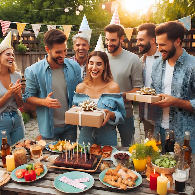 Summertime Fun Amici che si godono un barbecue al sole Microstock Image