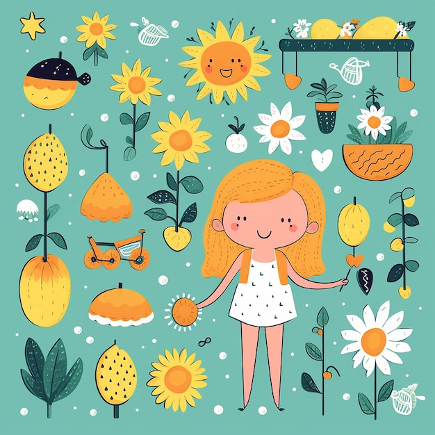 Sunny Delights Simpatiche decorazioni estive clipart per un'atmosfera felice