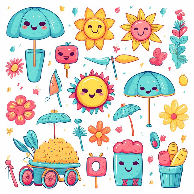 Sunny Delights Simpatiche decorazioni estive clipart per un'atmosfera felice