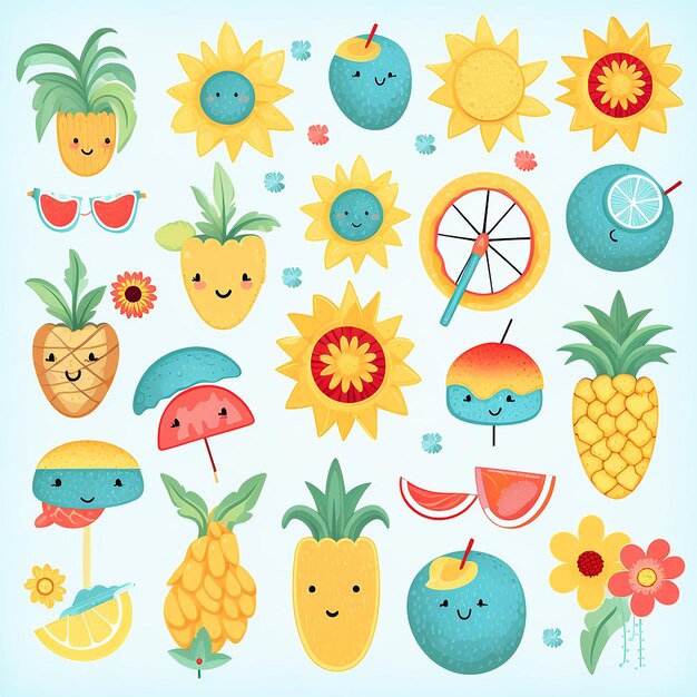 Sunny Delights Simpatiche decorazioni estive clipart per un'atmosfera felice