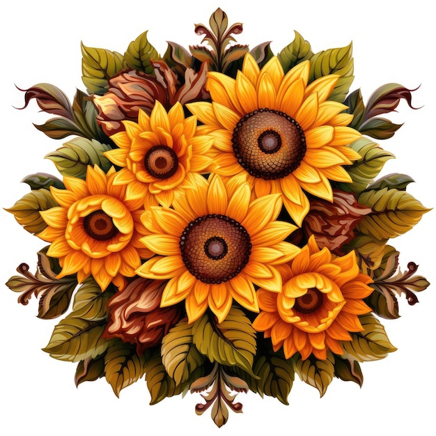 Sunny Delights vibranti girasoli patchwork in formato PNG Clipart