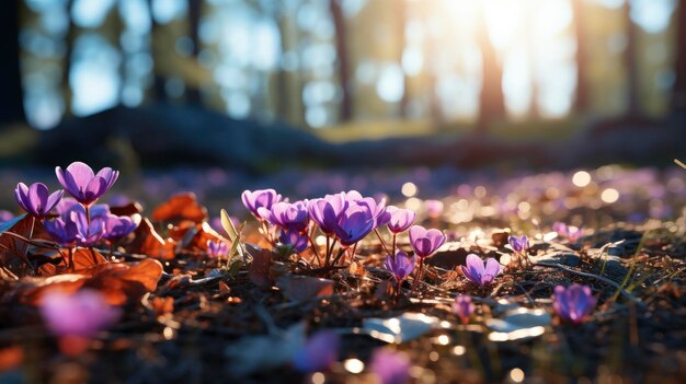 Sunny Flowering Forest Carpet Wild Violet HD sfondo carta da parati desktop carta da parate