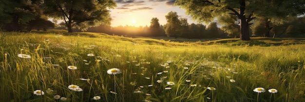 Sunny meadow foto realistica illustrazione generativa ai