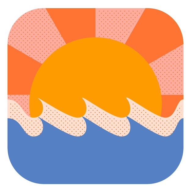 Sunrise png sticker funky design estivo sfondo trasparente
