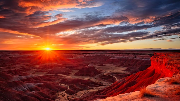 Sunset Over the Painted Desert Arizona National Park Una splendida vista del deserto sud-occidentale con