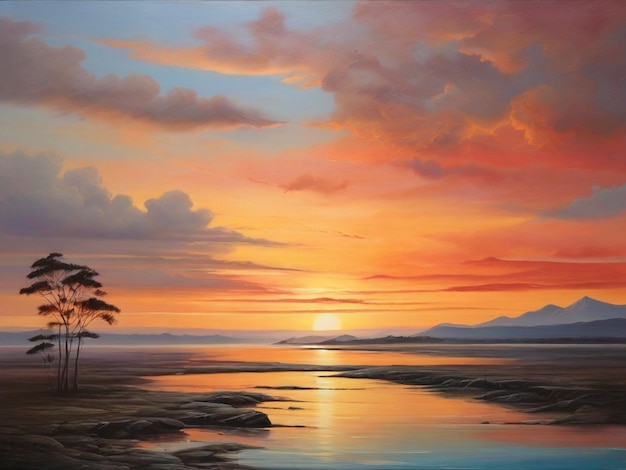 Sunset Palette Dusks Artistry Natures Canvas di tonalità mozzafiato