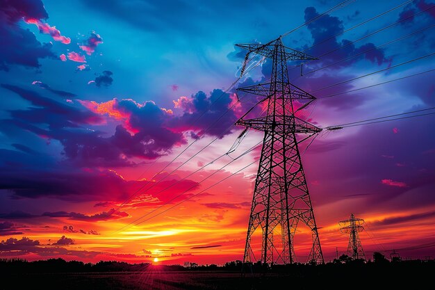 SunsetSilhouette_ElectricTower_RadiantSky