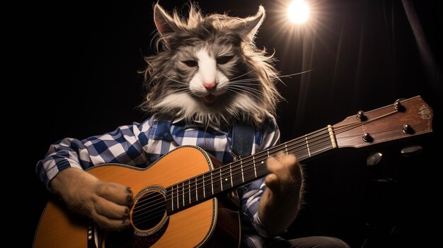 suona la chitarra animale immagine creativa fotografica ad alta definizione