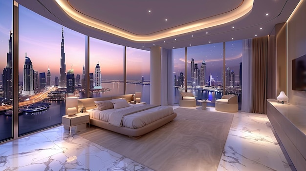 Super appartamento di lusso a Dubai con stile ricco e stupendo con vista sulla città