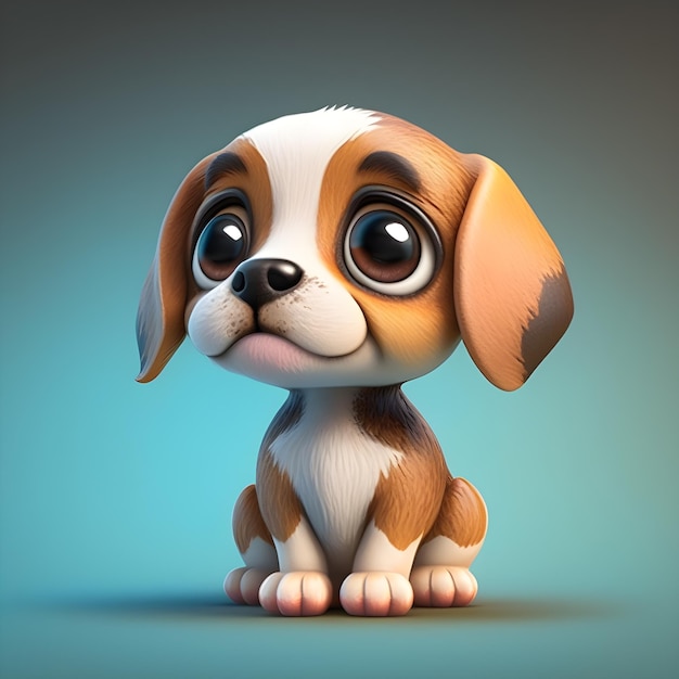 Super carino piccolo Beagle reso nello stile del fumetto pixar ai generativo