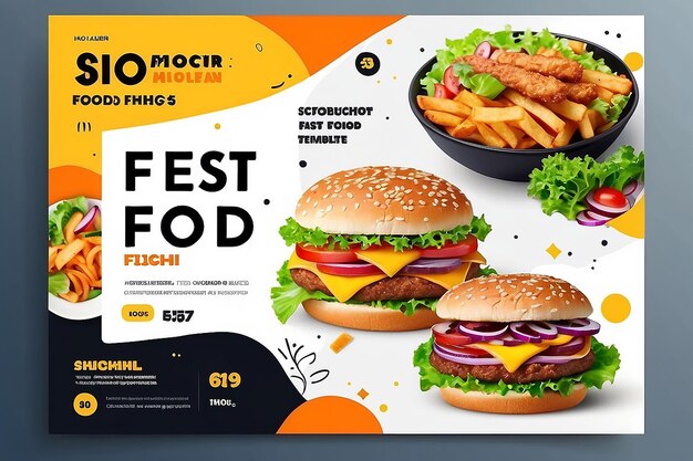 Super delizioso fast food modello di post sui social media banner di cibo sano e gustoso