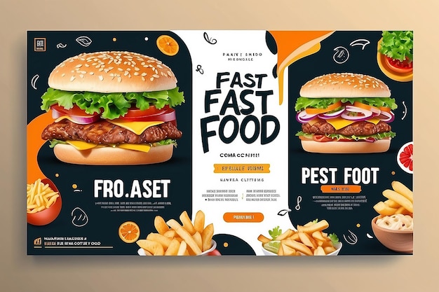 Super delizioso fast food modello di post sui social media banner di cibo sano e gustoso