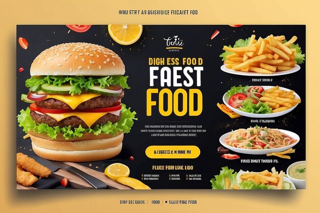 Super delizioso fast food modello di post sui social media banner di cibo sano e gustoso