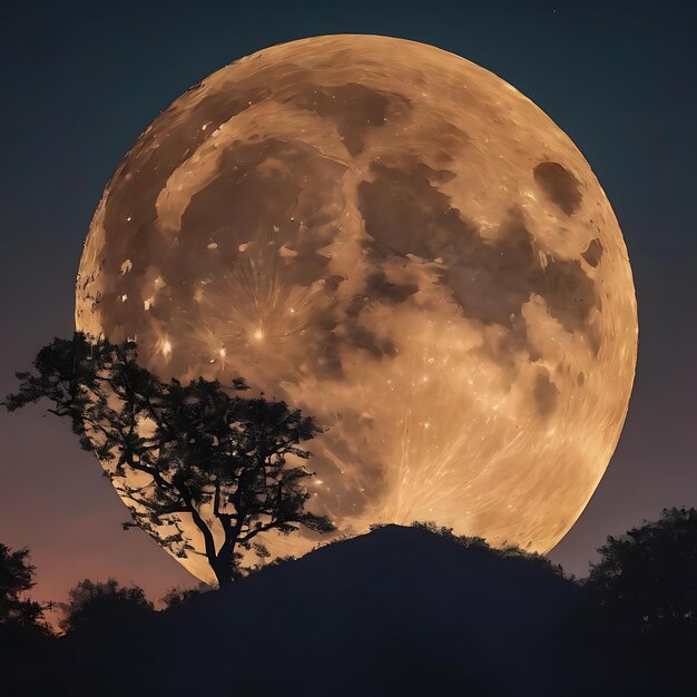 Super luna realistica sullo sfondo del cielo