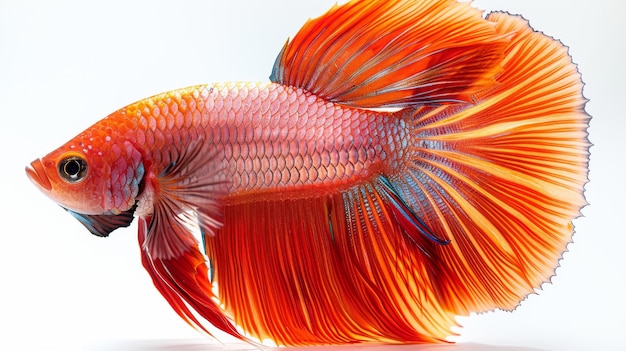 Super pesce betta rosso pesce da combattimento siamese rosso Betta da solo su uno sfondo bianco