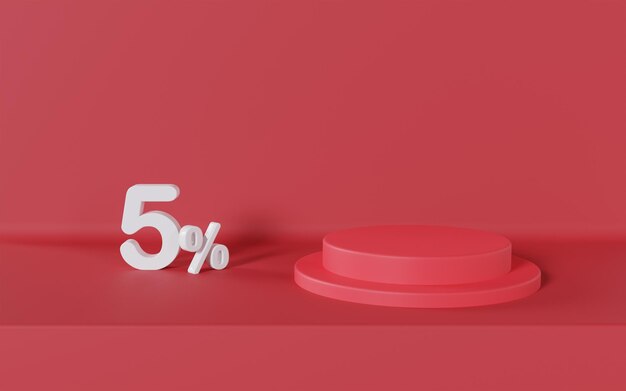 Super vendita Podium con sconto del 5 per cento su sfondo rosso