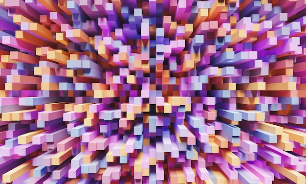 Superficie astratta di cubi allungati visti dall'alto con diverse altezze e colori pastello