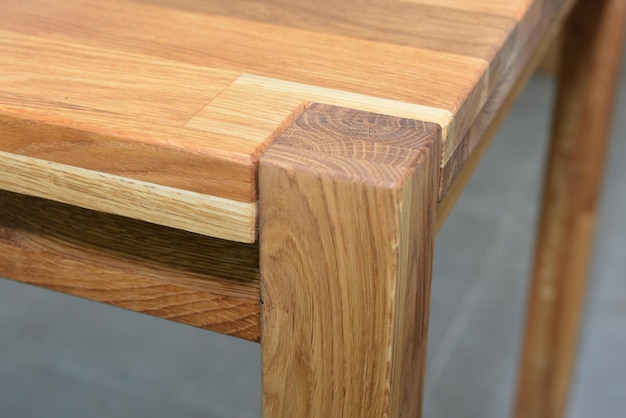 Superficie del tavolo in legno Mobili in legno naturale vista ravvicinata