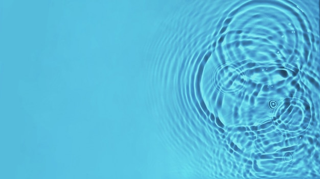 Superficie dell'acqua blu trasparente con onde increspate e sfondo di schizzi con spazio di copia