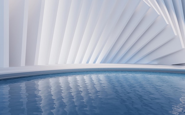 Superficie dell'acqua con struttura geometrica creativa rendering 3d