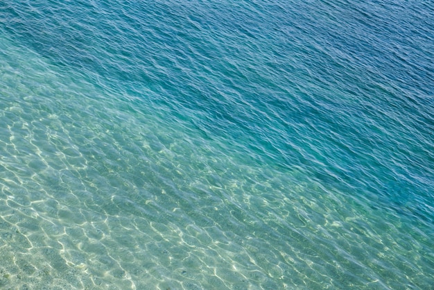 Superficie dell'acqua di mare riflesso del sole sulle linee diagonali della superficie dell'acqua