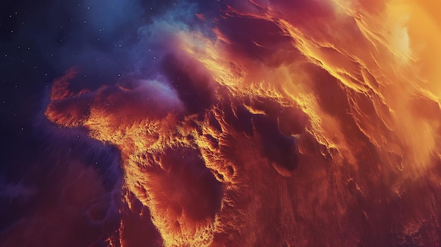 Superficie di fuoco e atmosfera di un pianeta vulcanico