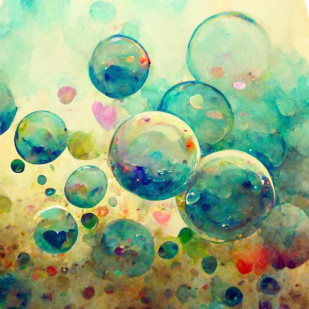 Superficie di sfondo acquerello colorato astratto Schiuma fantastica con bolle