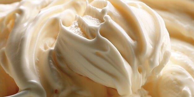 Superficie generativa di gelato alla vaniglia AI close-up consistenza di gelato bianco come sfondo