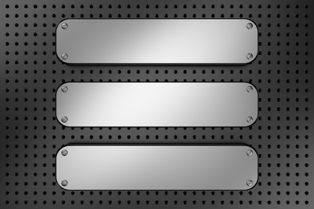 Superficie metallica con viti e fori