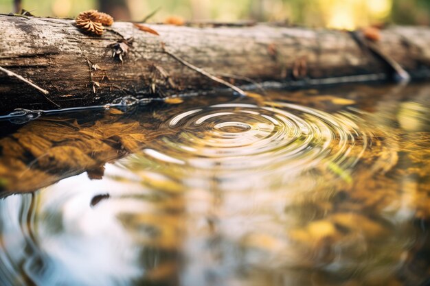 Superficie ondulata di uno stagno forestale disturbato dalla pioggia