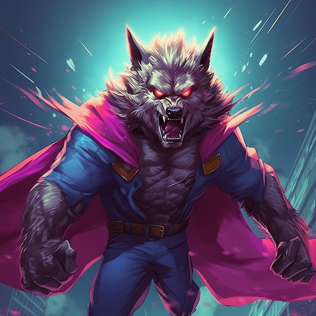 Superherowerewolf Hybrid Hyper Clickbait illustrazione