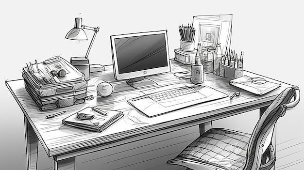 Superresolution Desk Disegno Su Sfondo Bianco