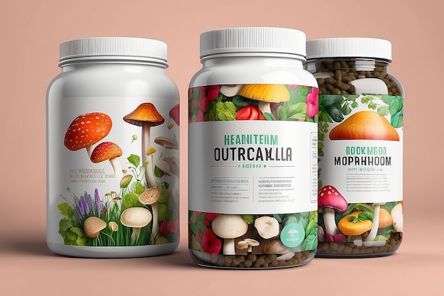 Supplement Food Package Design Template Private Label Mockup per la progettazione di confezioni di alimenti sani