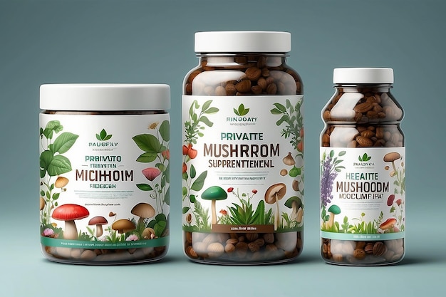 Supplement Food Package Design Template Private Label Mockup per la progettazione di confezioni di alimenti sani