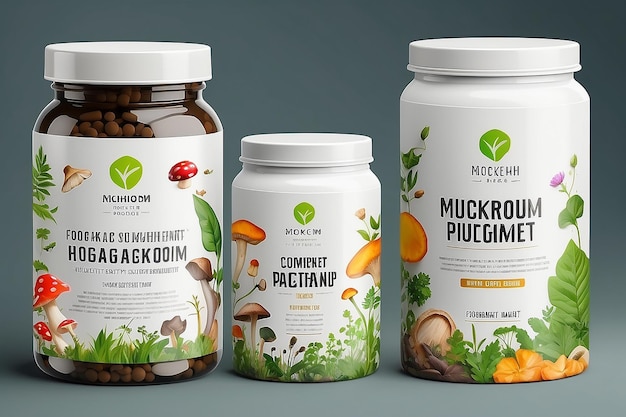 Supplement Food Package Design Template Private Label Mockup per la progettazione di confezioni di alimenti sani