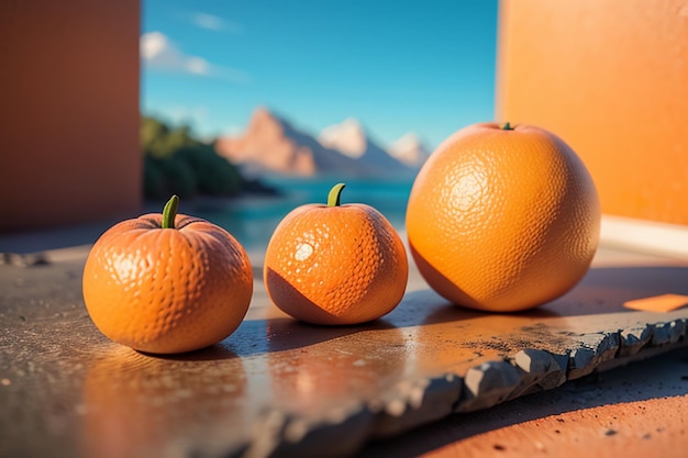 Supplemento di frutta deliziosa arancione vitamina C nutrizione salute carta da parati illustrazione di sfondo