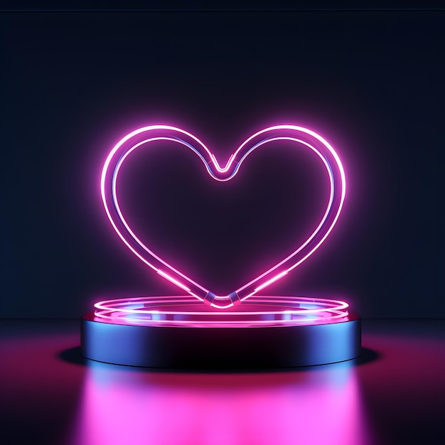 supporto a forma di cuore rosa chiaro al neon