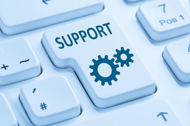 Supporto del servizio clienti guida in linea internet blu tastiera del computer