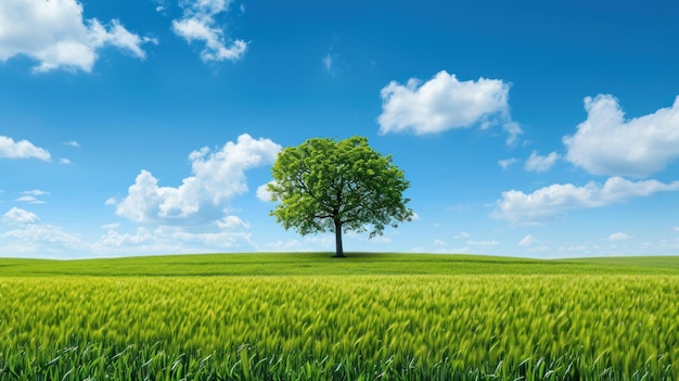 Supporto dell'albero sulla carta da parati della natura del fondo del campo verde per il web o un banner