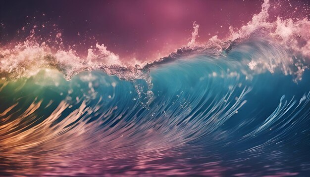 Surfing ocean wave Illustrazione di rendering 3D sullo sfondo astratto